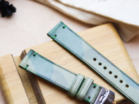 ITALIAN WAXED CAMOUFLAGE HAND-CRAFTED STRAPS MINIMAL STITCHED - LIME GREEN