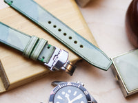 ITALIAN WAXED CAMOUFLAGE HAND-CRAFTED STRAPS MINIMAL STITCHED - LIME GREEN