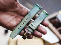 ITALIAN WAXED CAMOUFLAGE HAND-CRAFTED STRAPS MINIMAL STITCHED - LIME GREEN