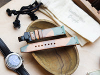 ITALIAN WAXED CAMOUFLAGE HAND-CRAFTED STRAPS MINIMAL STITCHED - MILITARY GREEN (Copy)