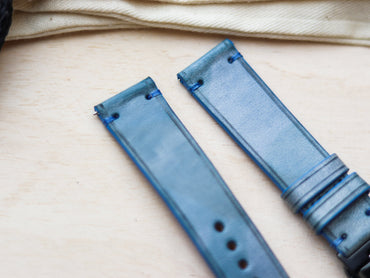 ITALIAN WAXED CAMOUFLAGE HAND-CRAFTED STRAPS MINIMAL STITCHED - ARCTIC BLUE
