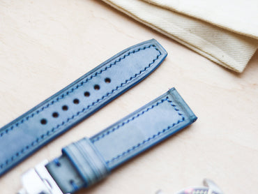 ITALIAN WAXED CAMOUFLAGE HAND-CRAFTED STRAPS FULL STITCHED - ARCTIC BLUE