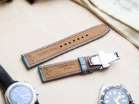 ITALIAN WAXED CAMOUFLAGE HAND-CRAFTED STRAPS MINIMAL STITCHED - ARCTIC BLUE