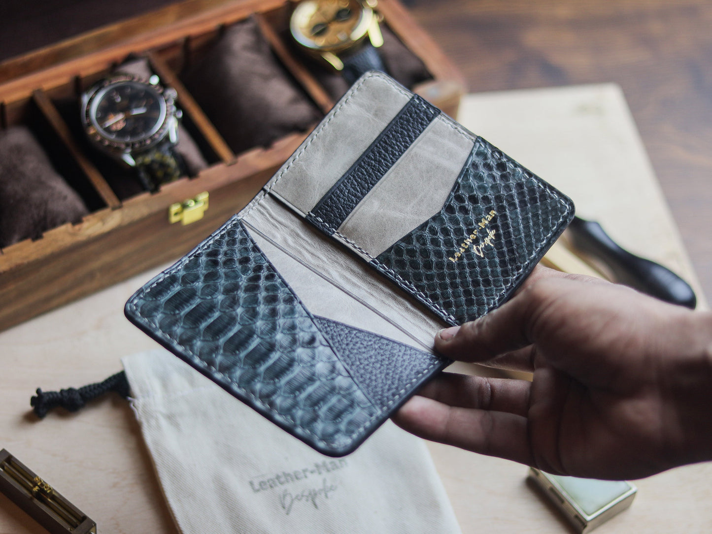 BRIXTON - IRIDIUM GRAY PYTHON SKIN