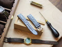 PREMIUM DENIM BLUE TILAPIA FISH SKIN STRAPS - PADDED