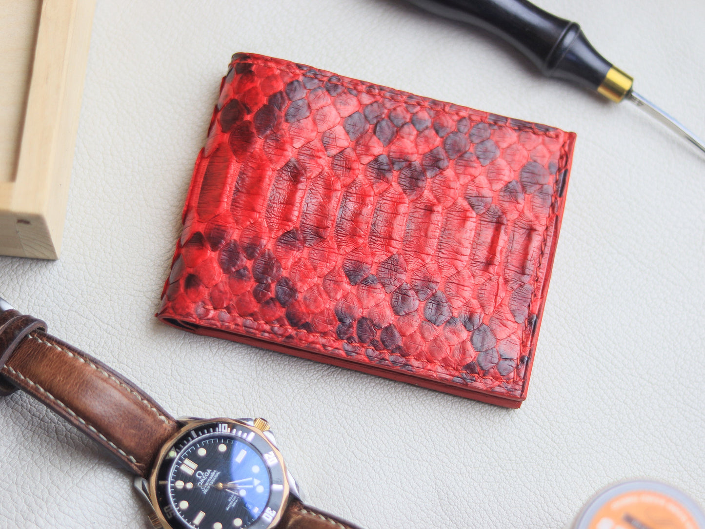 LARSON -  VENETIAN RED PYTHON SKIN