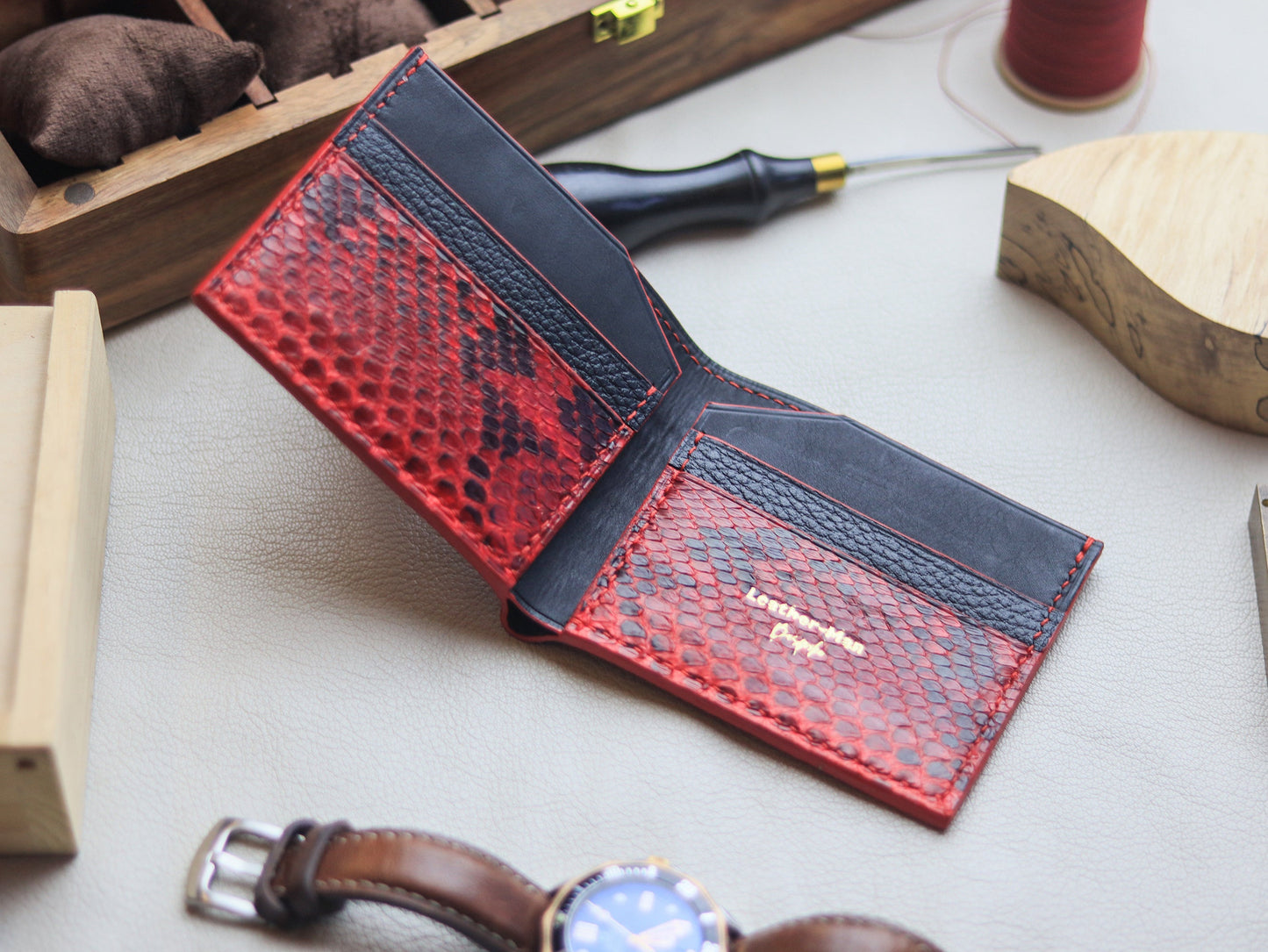 LARSON -  VENETIAN RED PYTHON SKIN