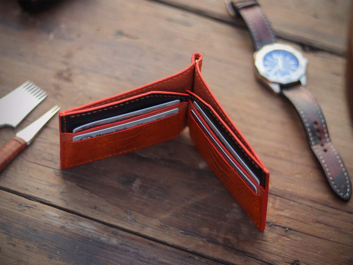 CLIPPER C1 -  TANGERINE ORANGE OSTRICH LEG SKIN